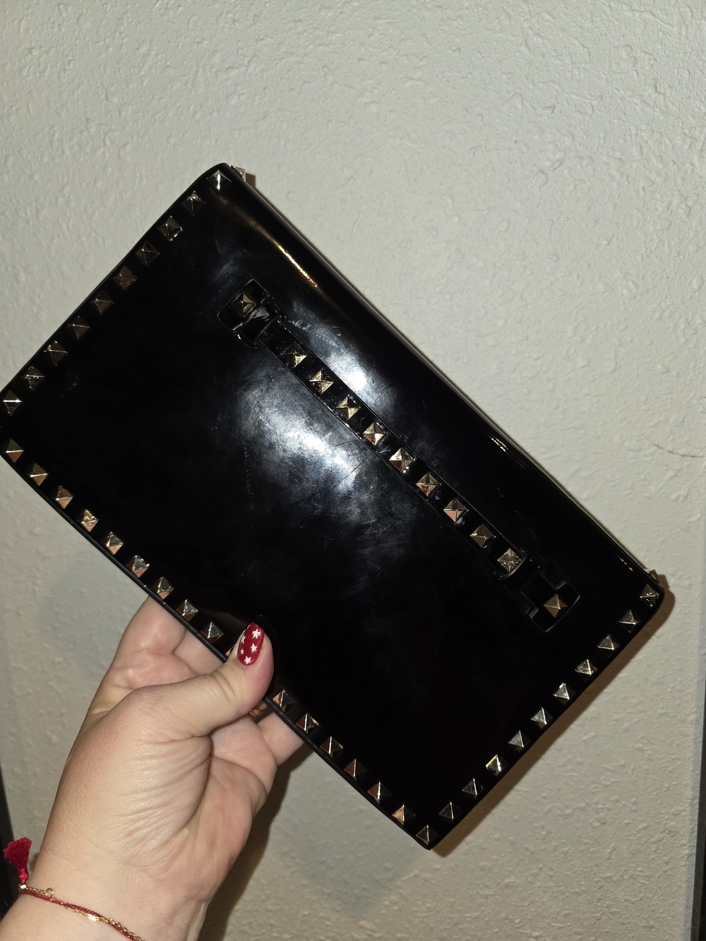 Valentino Black Patent Leather Rockstud Clutch